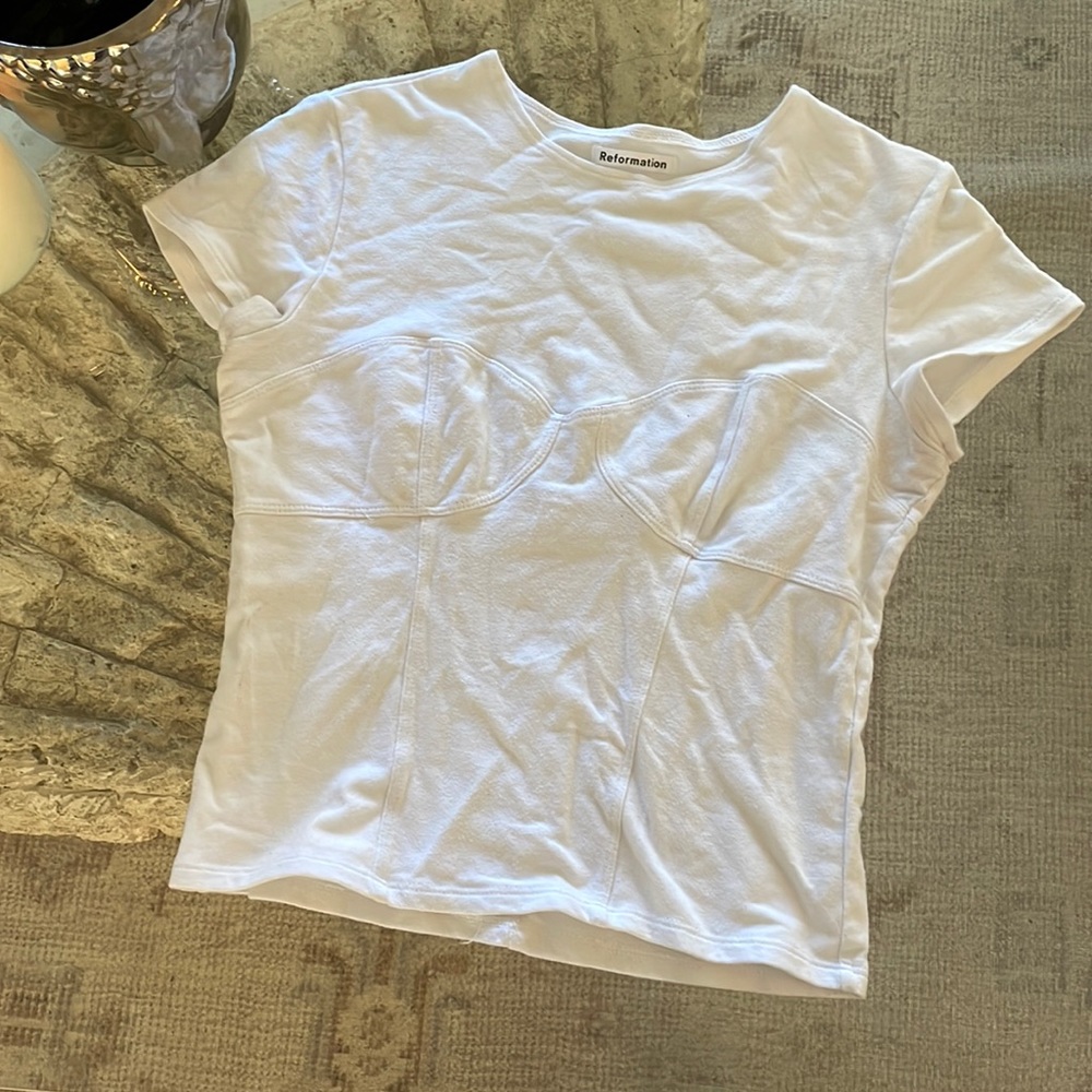 Reformation corset white tee shirt